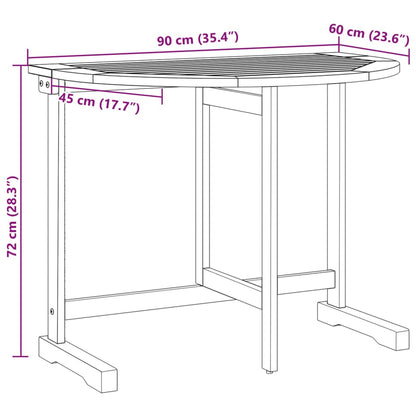 Tavolo da Balcone Pieghevole 90x60x72 cm Legno Massello Acacia