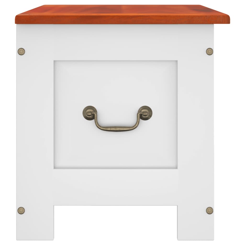 Cassapanca con Coperchio Marrone e Bianco Legno Massello Acacia