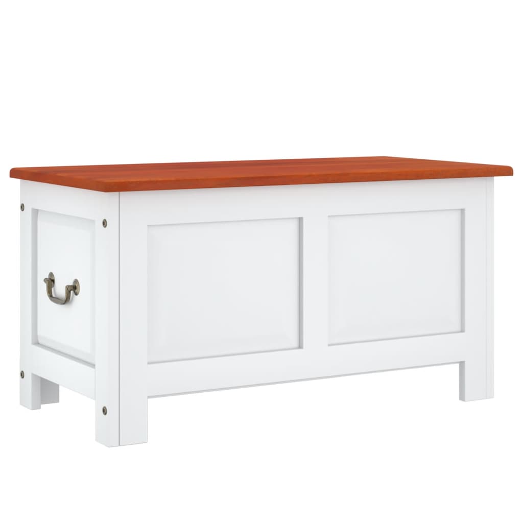 Cassapanca con Coperchio Marrone e Bianco Legno Massello Acacia