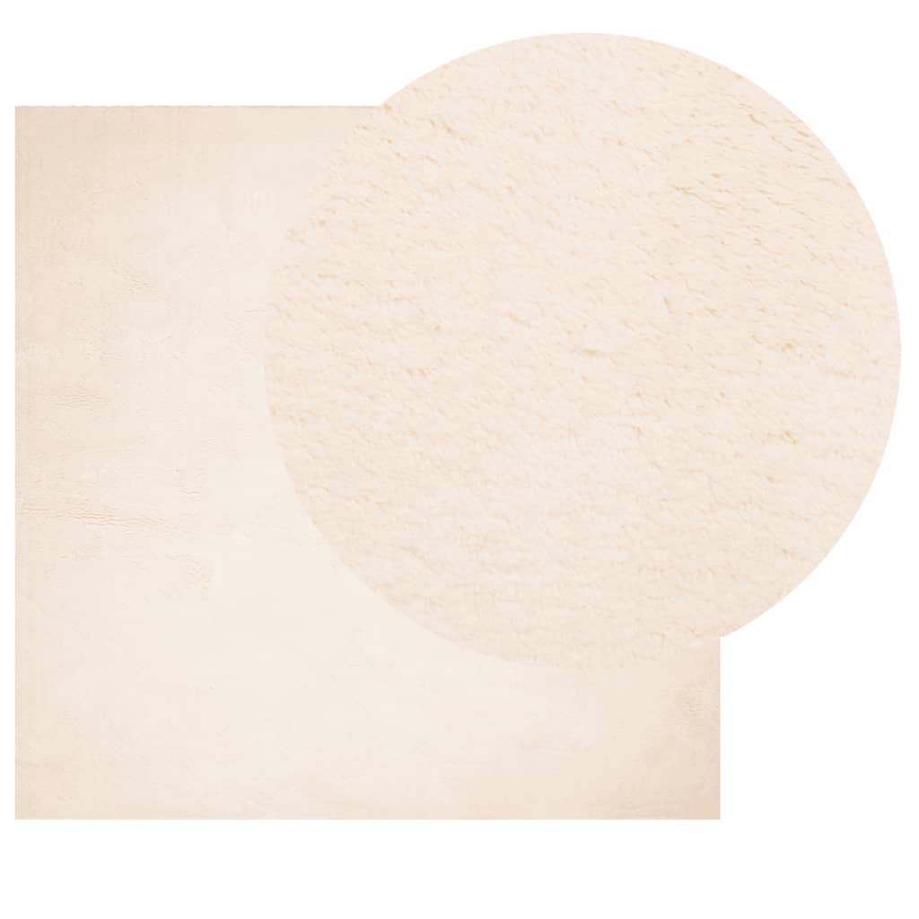 Tappeto a Pelo Corto HUARTE Morbido e Lavabile Beige 120x120 cm