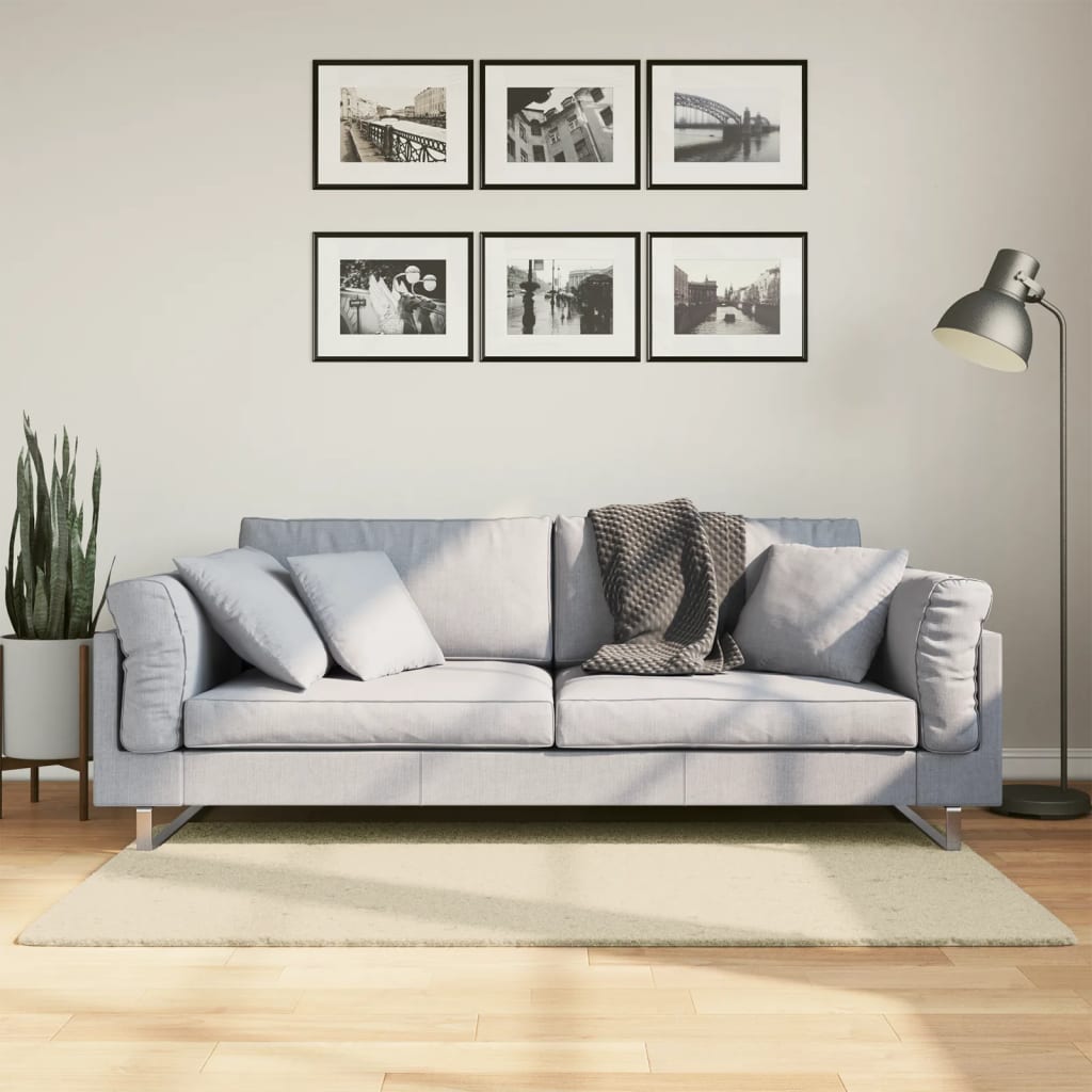 Tappeto a Pelo Corto HUARTE Morbido e Lavabile Crema 80x150 cm | homemem39