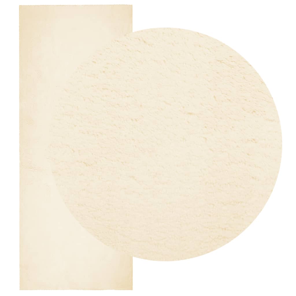 Tappeto a Pelo Corto HUARTE Morbido e Lavabile Crema 80x200 cm | homemem39