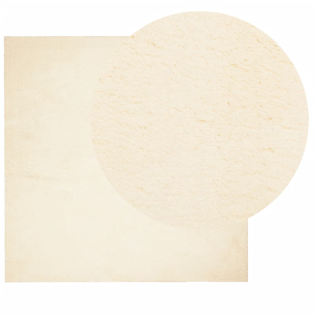 Tappeto a Pelo Corto HUARTE Morbido e Lavabile Crema 160x160 cm | homemem39