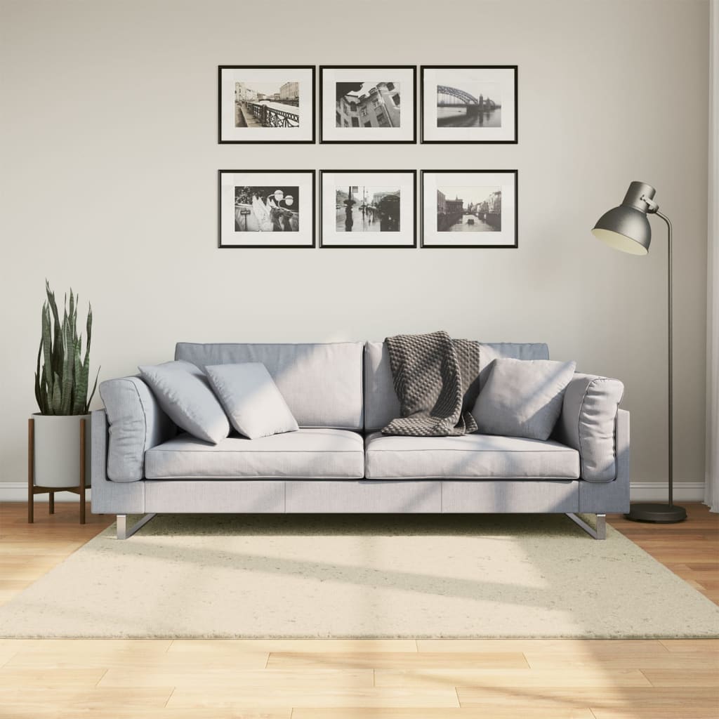 Tappeto a Pelo Corto HUARTE Morbido e Lavabile Crema 160x160 cm | homemem39