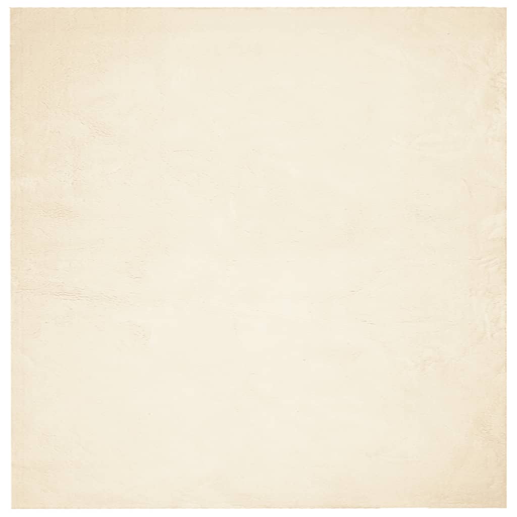 Tappeto a Pelo Corto HUARTE Morbido e Lavabile Crema 200x200 cm