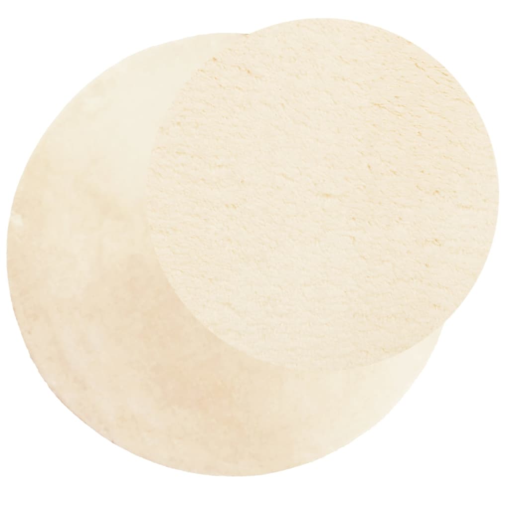Tappeto a Pelo Corto HUARTE Morbido e Lavabile Crema Ø 80 cm | homemem39