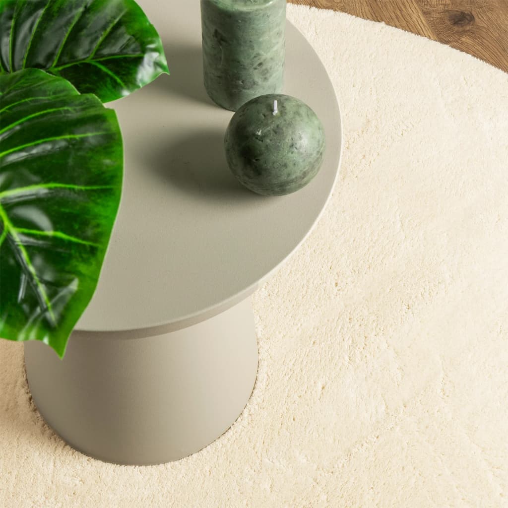 Tappeto a Pelo Corto HUARTE Morbido e Lavabile Crema Ø 100 cm - homemem39