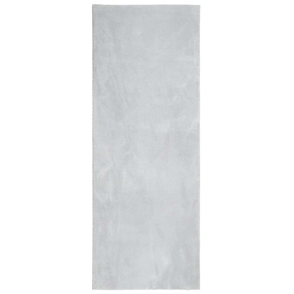 Tappeto a Pelo Corto HUARTE Morbido e Lavabile Grigio 80x200 cm