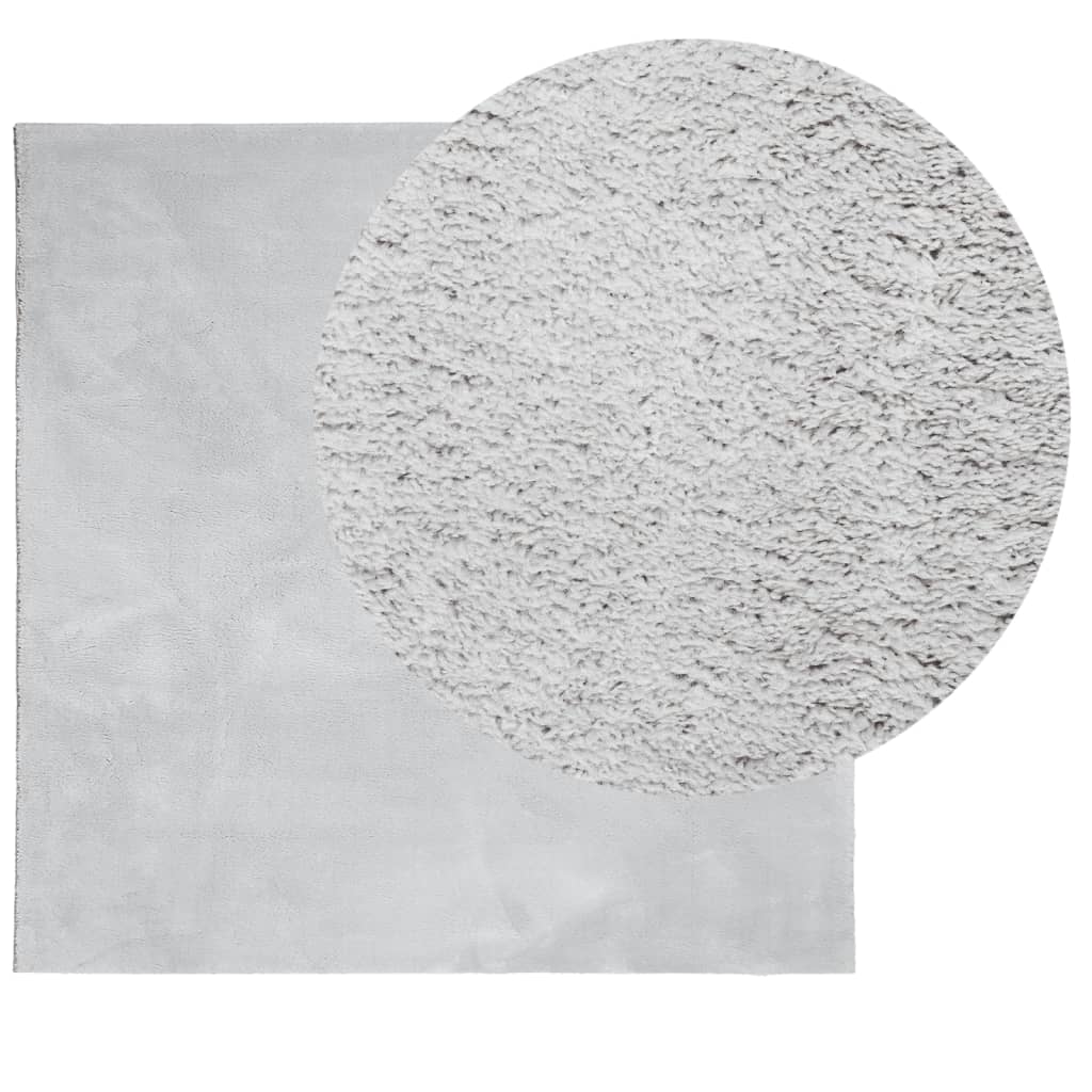 Tappeto a Pelo Corto HUARTE Morbido e Lavabile Grigio 160x160cm | homemem39
