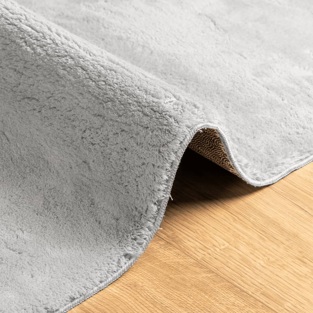 Tappeto a Pelo Corto HUARTE Morbido e Lavabile Grigio 160x160cm | homemem39