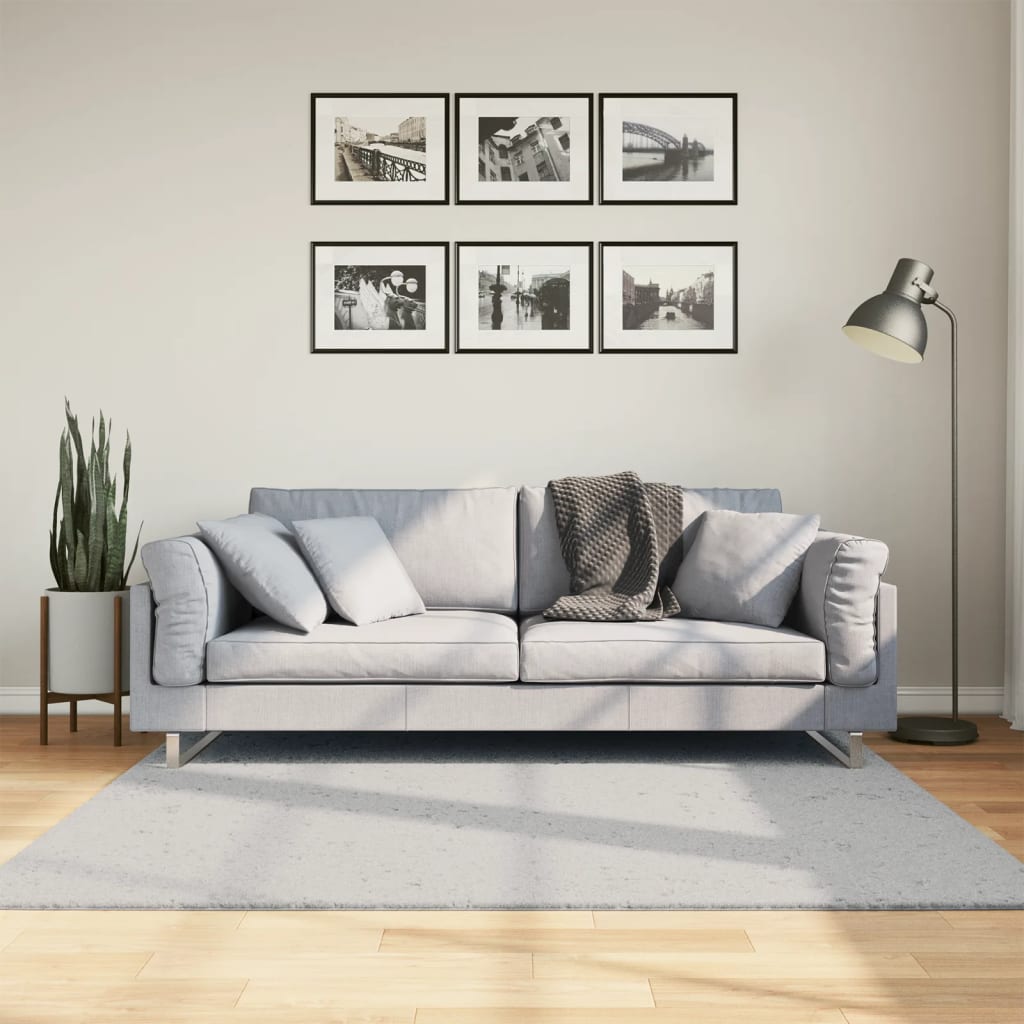 Tappeto a Pelo Corto HUARTE Morbido e Lavabile Grigio 160x160cm | homemem39