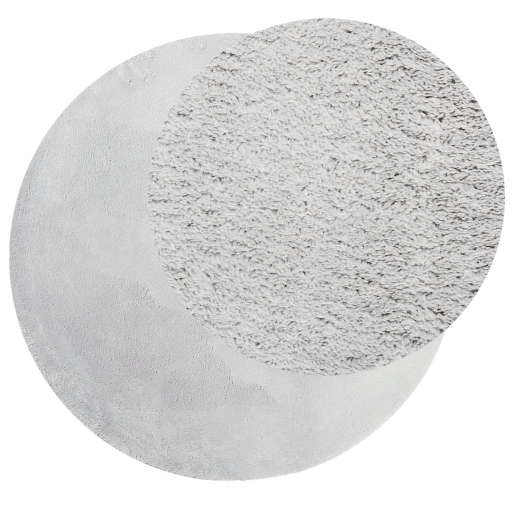 Tappeto a Pelo Corto HUARTE Morbido e Lavabile Grigio Ø 80 cm - homemem39