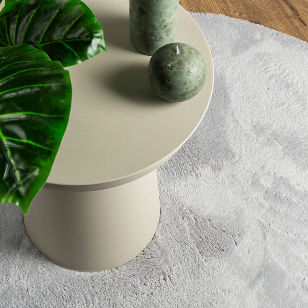 Tappeto a Pelo Corto HUARTE Morbido e Lavabile Grigio Ø 80 cm - homemem39