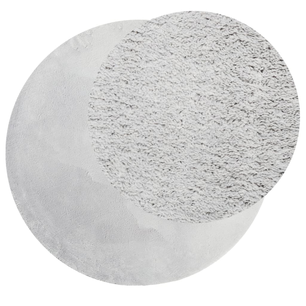 Tappeto a Pelo Corto HUARTE Morbido e Lavabile Grigio Ø 160 cm - homemem39