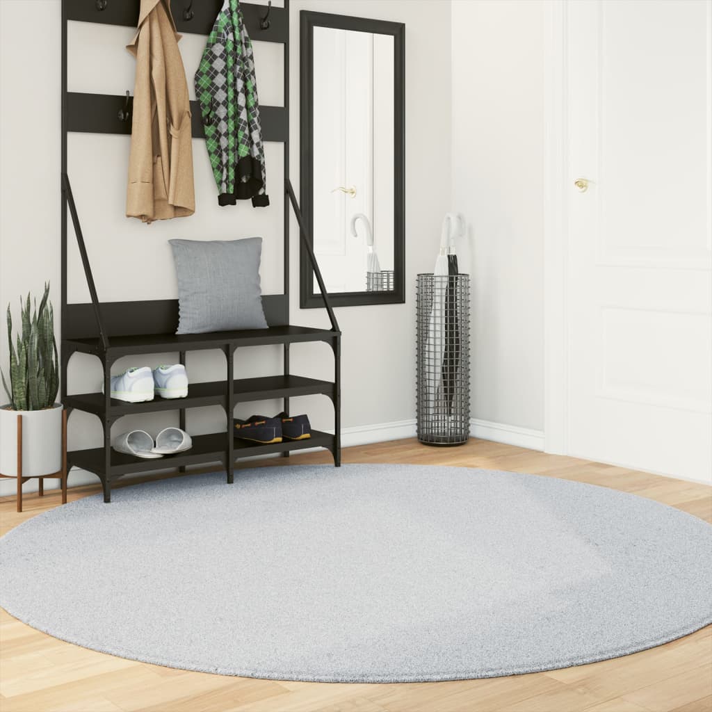 Tappeto a Pelo Corto HUARTE Morbido e Lavabile Grigio Ø 200 cm | homemem39