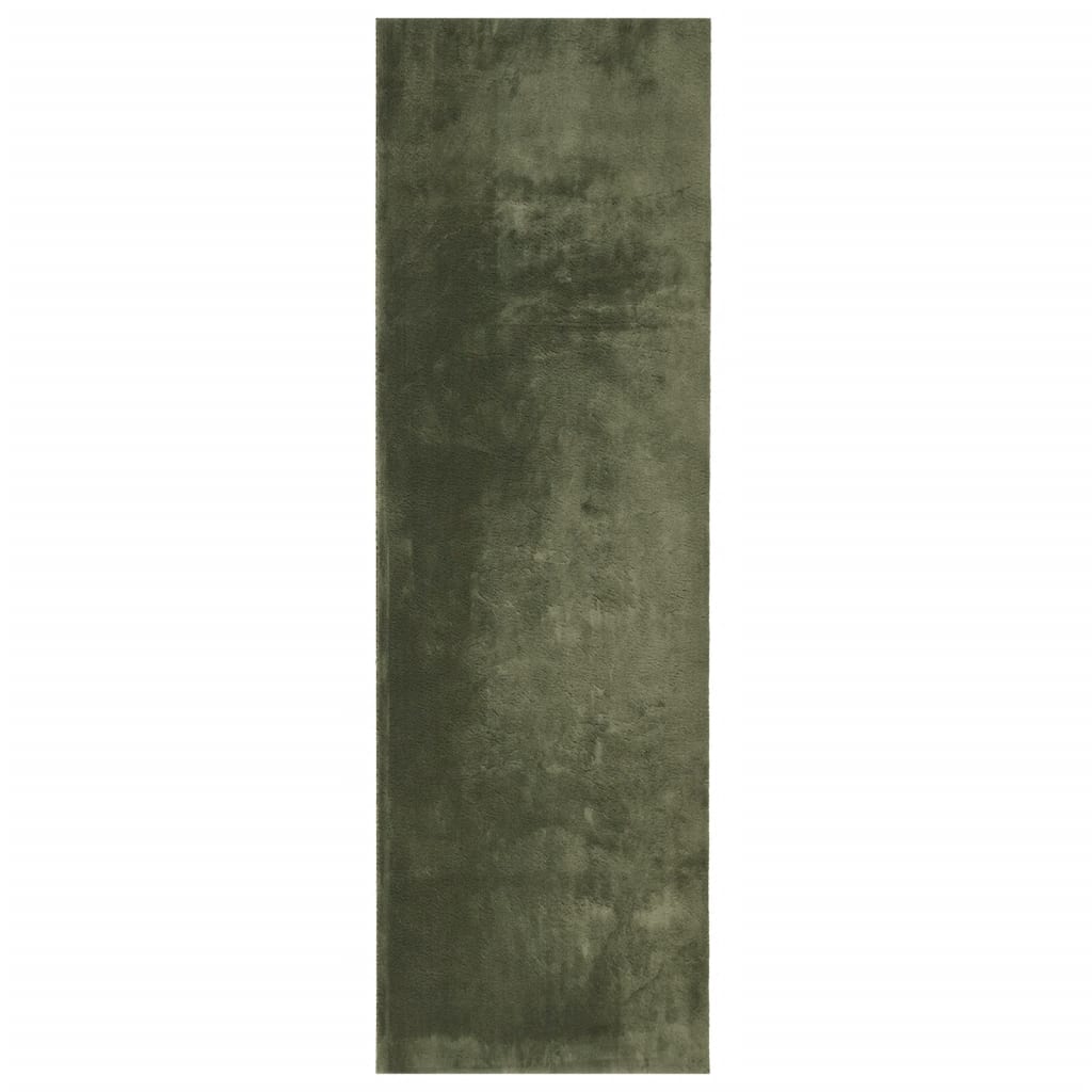 Tappeto Pelo Corto HUARTE Morbido Lavabile Verde Bosco 80x250cm