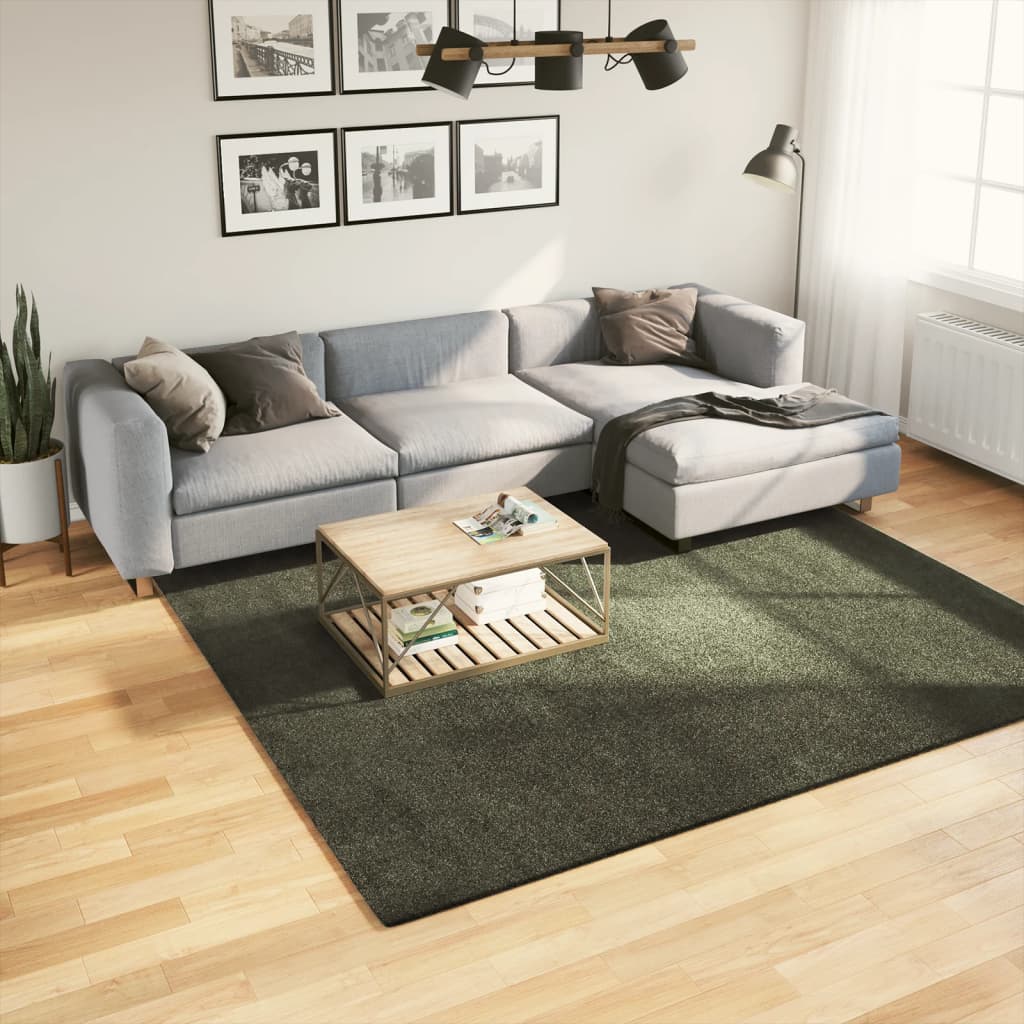 Tappeto Pelo Corto HUARTE Morbido Lavabile Verde Bosco