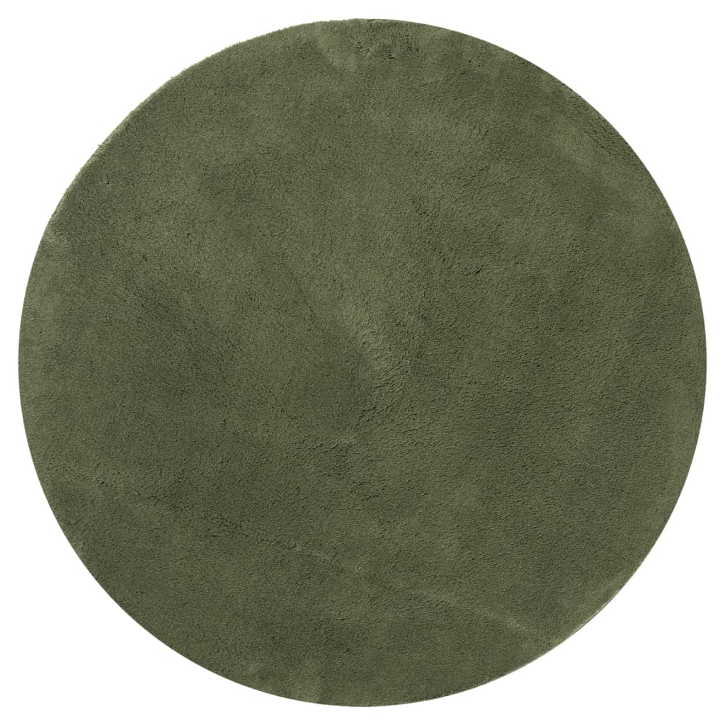 Tappeto Pelo Corto HUARTE Morbido Lavabile Verde Bosco Ø 200 cm | homemem39