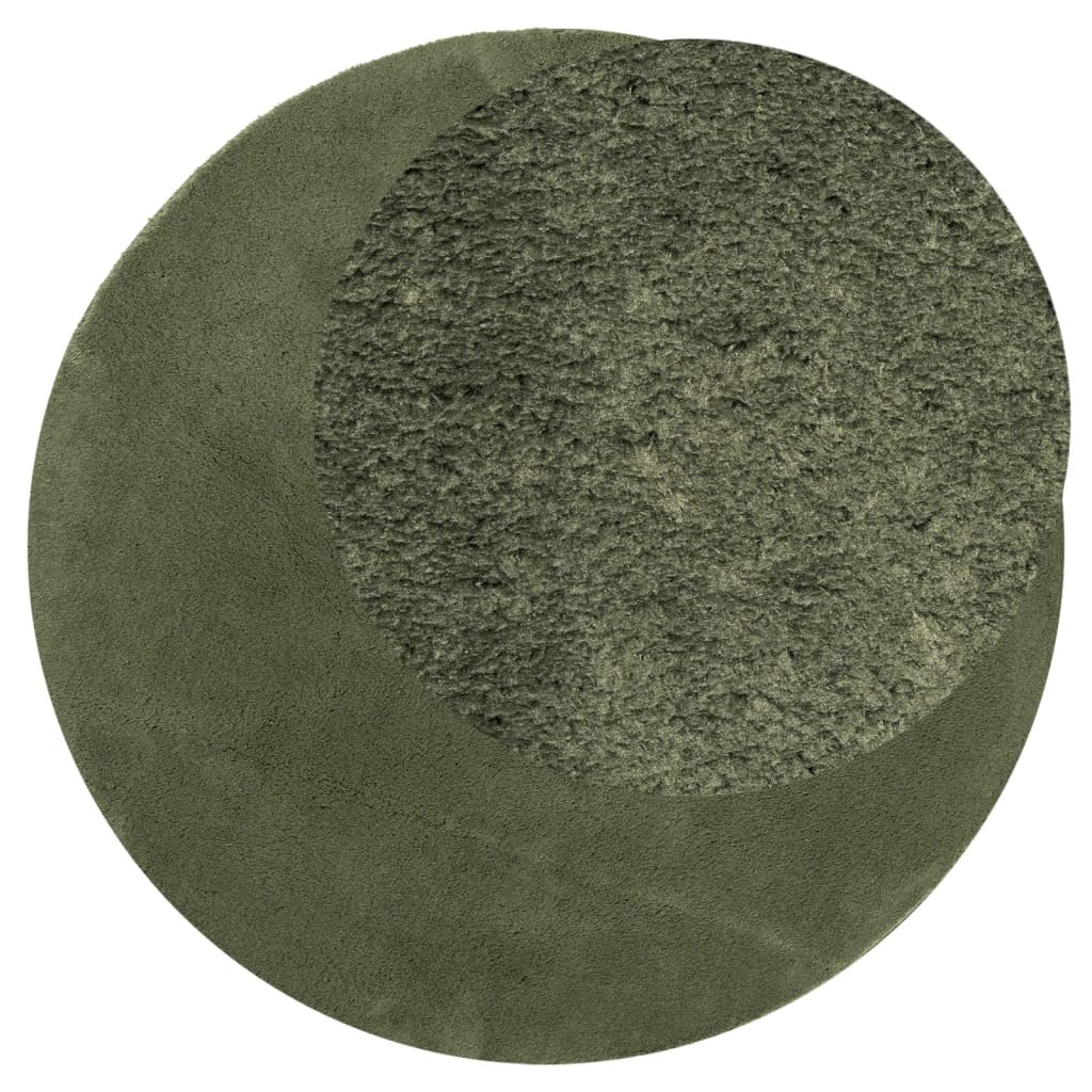 Tappeto Pelo Corto HUARTE Morbido Lavabile Verde Bosco Ø 200 cm | homemem39