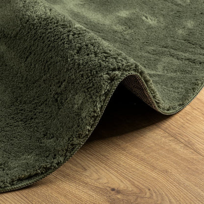 Tappeto Pelo Corto HUARTE Morbido Lavabile Verde Bosco Ø 200 cm | homemem39