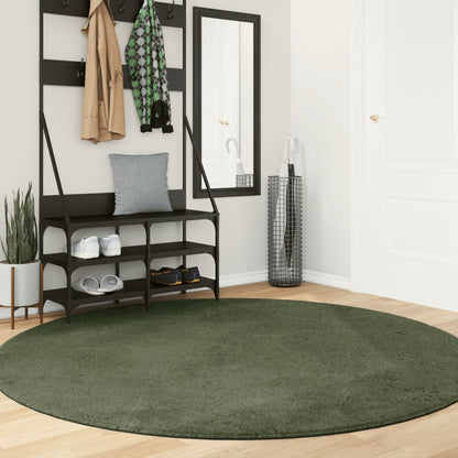 Tappeto Pelo Corto HUARTE Morbido Lavabile Verde Bosco Ø 200 cm | homemem39
