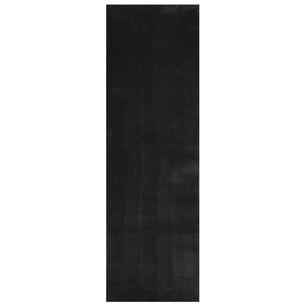 Tappeto a Pelo Corto HUARTE Morbido e Lavabile Nero 80x250 cm