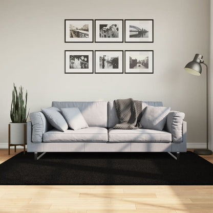 Tappeto a Pelo Corto HUARTE Morbido e Lavabile Nero 140x200cm - homemem39