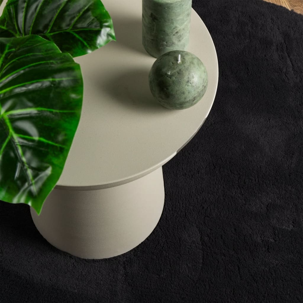 Tappeto a Pelo Corto HUARTE Morbido e Lavabile Nero Ø 160 cm - homemem39