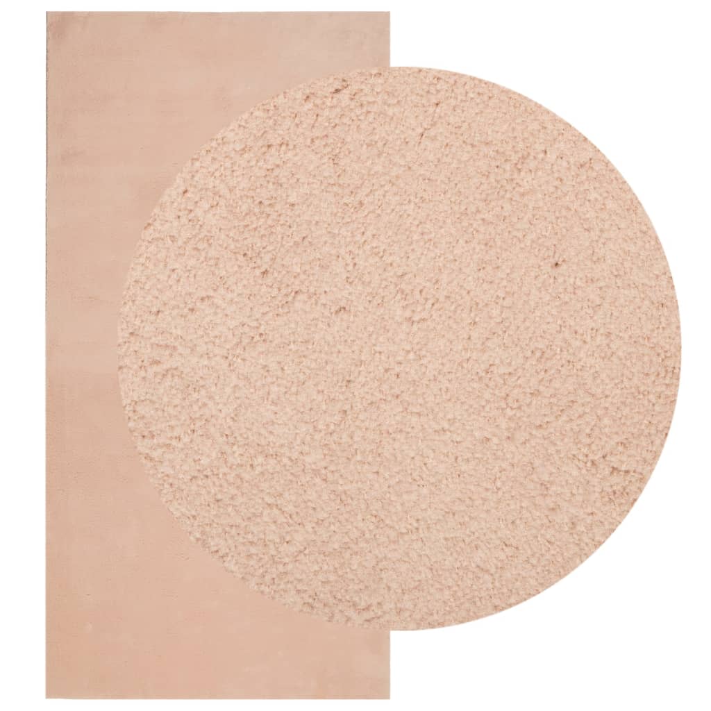 Tappeto a Pelo Corto HUARTE Morbido e Lavabile Rosato 100x200cm - homemem39