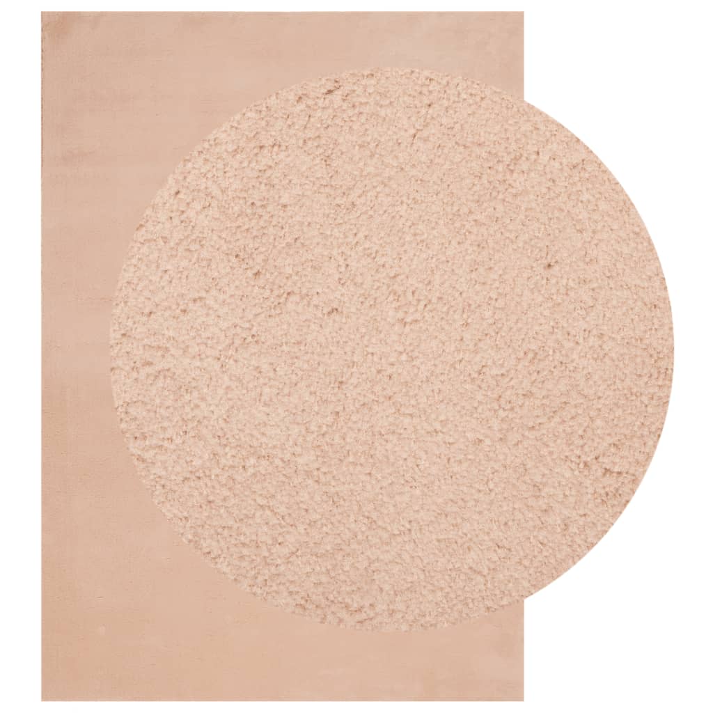 Tappeto a Pelo Corto HUARTE Morbido e Lavabile Rosato 140x200cm - homemem39