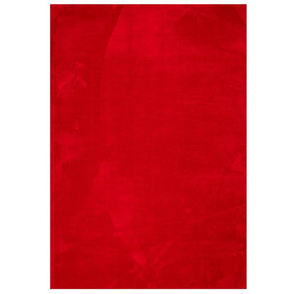 Tappeto a Pelo Corto HUARTE Morbido e Lavabile Rosso 140x200cm - homemem39