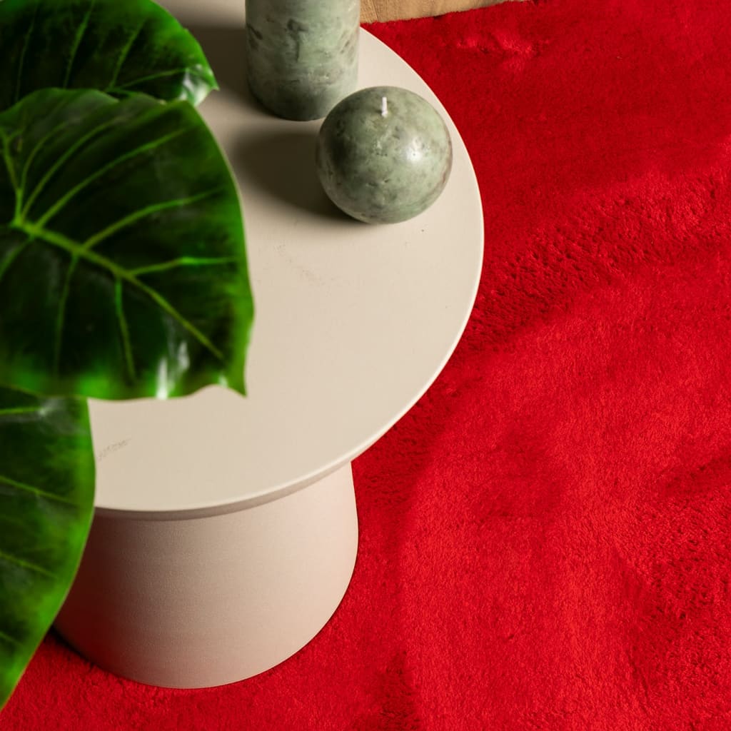 Tappeto a Pelo Corto HUARTE Morbido e Lavabile Rosso 140x200cm - homemem39