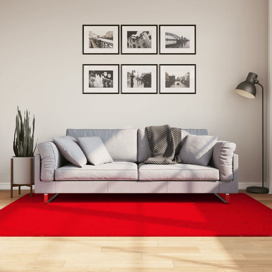 Tappeto a Pelo Corto HUARTE Morbido e Lavabile Rosso 140x200cm - homemem39