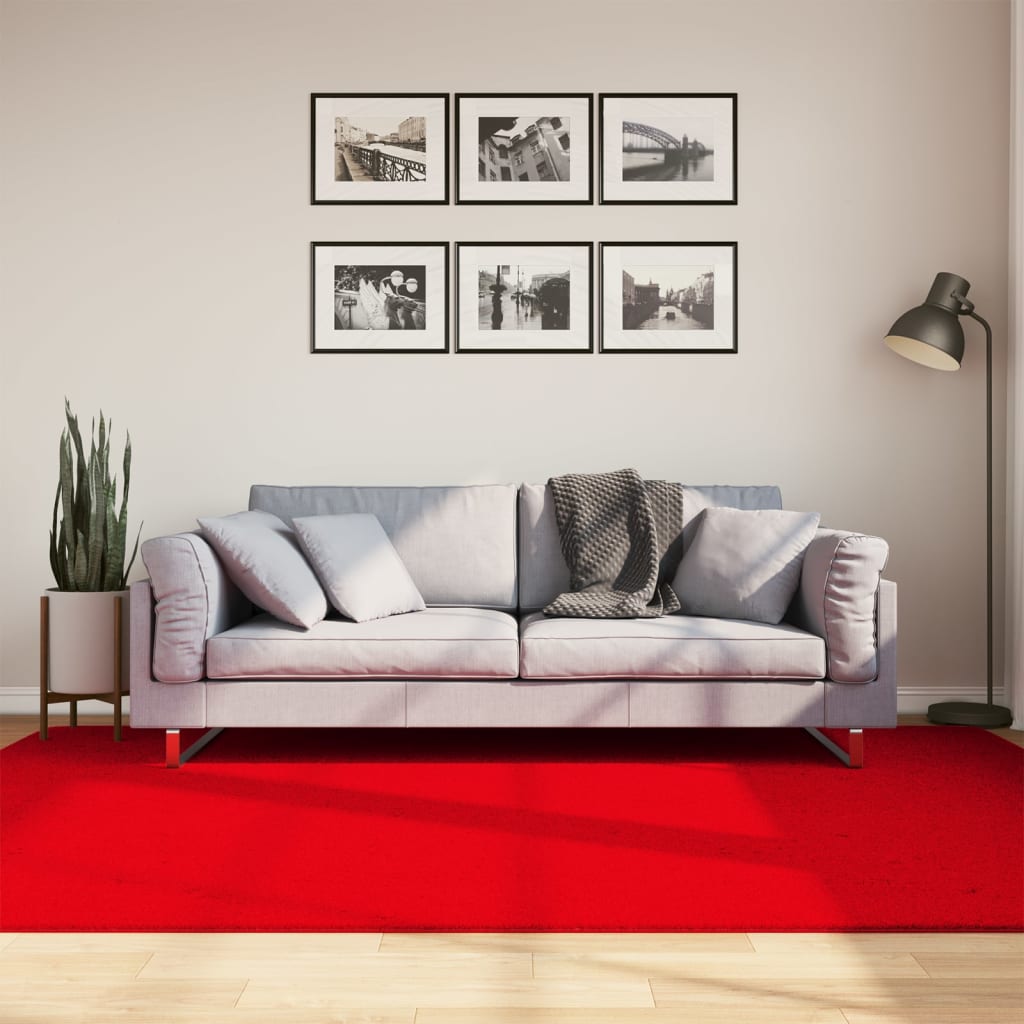 Tappeto a Pelo Corto HUARTE Morbido e Lavabile Rosso 160x230cm - homemem39