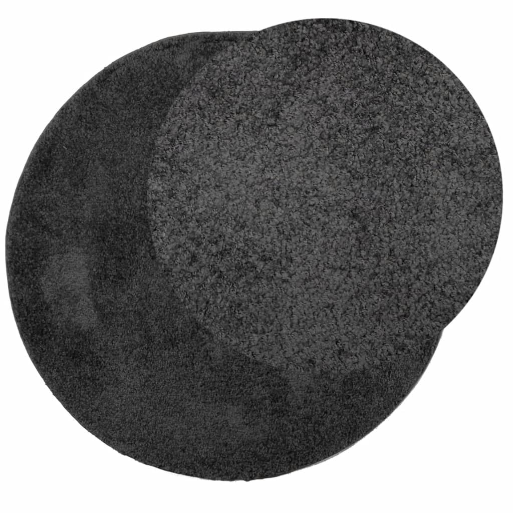 Tappeto Shaggy PAMPLONA a Pelo Lungo Moderno Nero Ø 80 cm | homemem39