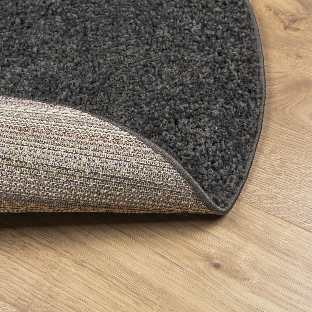 Tappeto Shaggy PAMPLONA a Pelo Lungo Moderno Nero Ø 80 cm | homemem39