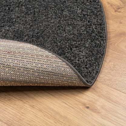 Tappeto Shaggy PAMPLONA a Pelo Lungo Moderno Nero Ø 80 cm | homemem39