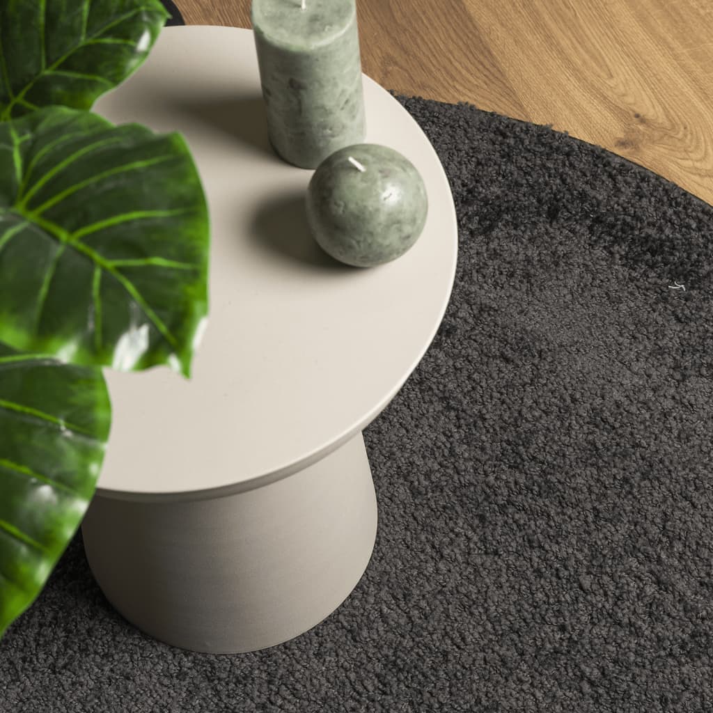 Tappeto Shaggy PAMPLONA a Pelo Lungo Moderno Nero Ø 80 cm | homemem39