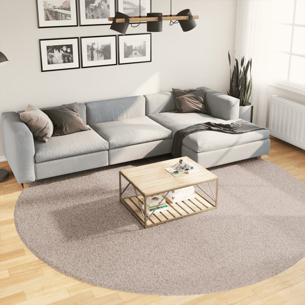 Tappeto Shaggy PAMPLONA a Pelo Lungo Moderno Beige Ø 280 cm