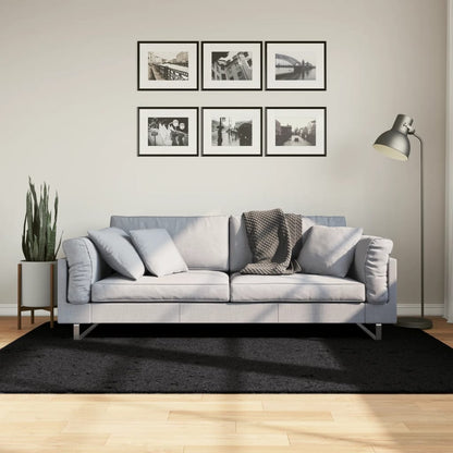 Tappeto Shaggy PAMPLONA a Pelo Lungo Moderno Nero 140x200 cm - homemem39