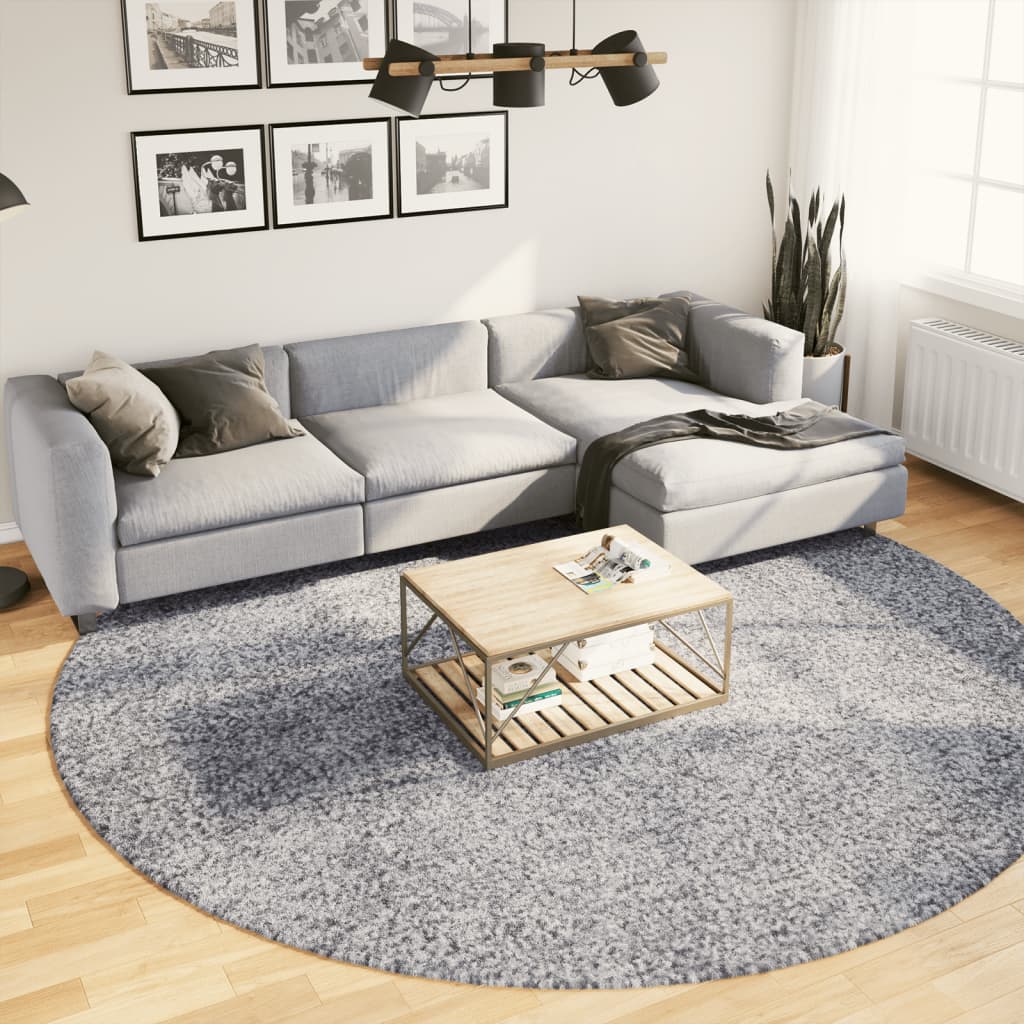 Tappeto Shaggy PAMPLONA a Pelo Lungo Moderno Blu Ø 280 cm - homemem39