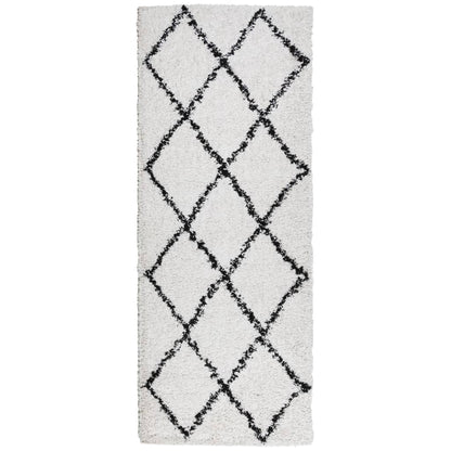 Tappeto Shaggy PAMPLONA a Pelo Lungo Crema e Nero 80x200 cm - homemem39