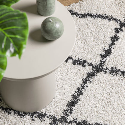 Tappeto Shaggy PAMPLONA a Pelo Lungo Crema e Nero 80x200 cm - homemem39