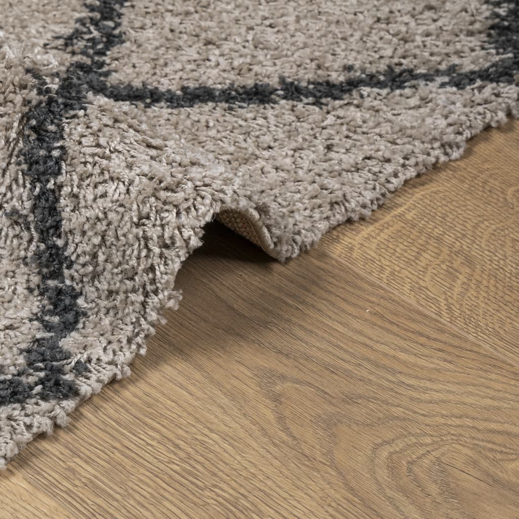 Tappeto Shaggy PAMPLONA Pelo Lungo Beige e Antracite 160x160 cm - homemem39