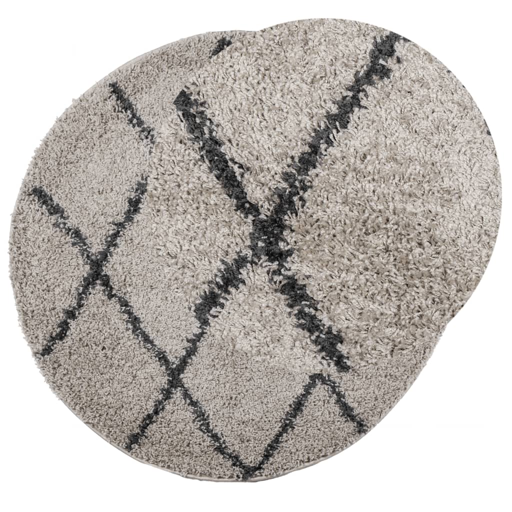 Tappeto Shaggy PAMPLONA a Pelo Lungo Beige e Antracite Ø 100 cm | homemem39