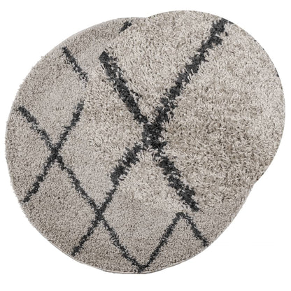 Tappeto Shaggy PAMPLONA a Pelo Lungo Beige e Antracite Ø 100 cm | homemem39
