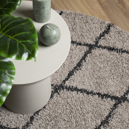 Tappeto Shaggy PAMPLONA a Pelo Lungo Beige e Antracite Ø 100 cm | homemem39
