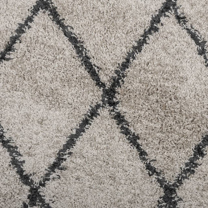 Tappeto Shaggy PAMPLONA a Pelo Lungo Beige e Antracite Ø 100 cm | homemem39