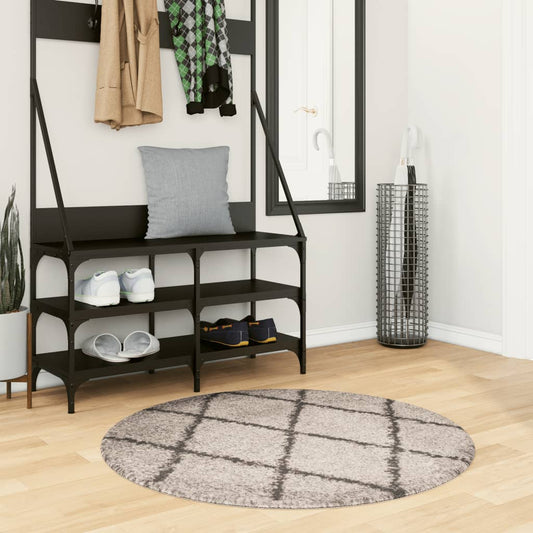 Tappeto Shaggy PAMPLONA a Pelo Lungo Beige e Antracite Ø 100 cm | homemem39