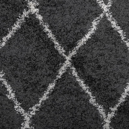 Tappeto Shaggy PAMPLONA a Pelo Lungo Nero e Crema 120x170 cm | homemem39